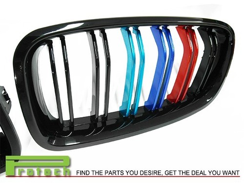 Fit 2012+ BMW F30 328i 335i Front Jet Black Grille w/ /// M Tri METAL Paint - Bild 3 von 4