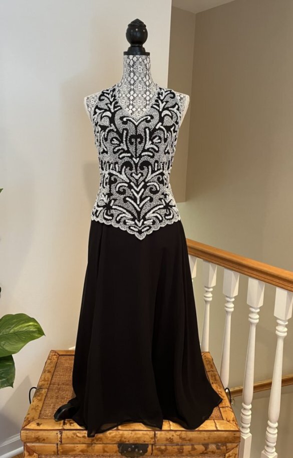 JKara Chiffon Beaded Mock Top Formal Mid Length B… - image 1