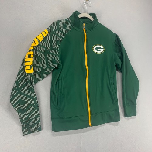 Green Bay Packers Jacket Mens Small Green Full Zip NFL Football Pocket Majestic - Picture 2 of 17