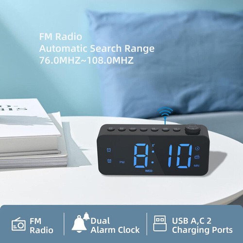 Time Display FM Radio Bedside Snooze Clocks Smart RGB LED Digital Alarm Clock - Picture 5 of 13