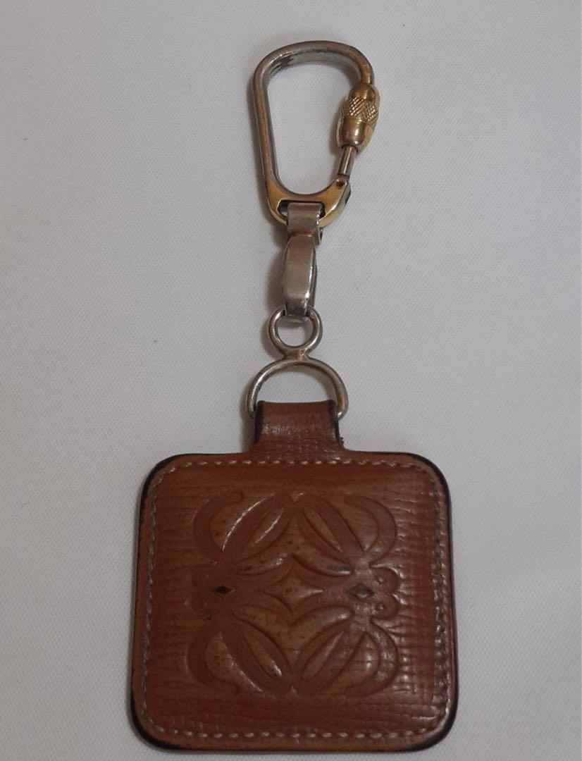 Loeva Vintage Leather Brown Keychain Key Ring Loewe Brand Loeva Vintage Leather Brown Keychain Key Ring Loewe Brand