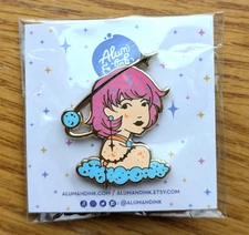 Alum and Ink March Birthstone Aquamarine Witch Hard Enamel Pin