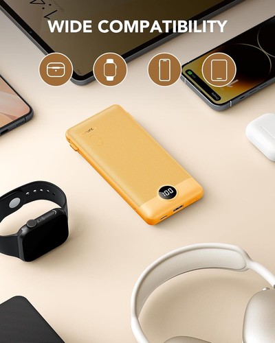 VRURC Portable Charger Built-in Cables and AC Wall Plug, USB C Power Bank 10000m - Bild 23 von 32