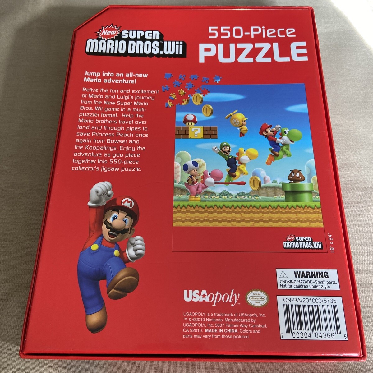 New Super Mario Bros Wii Collectors Puzzle 550 piece 18” x 24