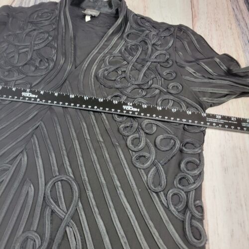 Chico's Cardigan Womens Medium Chicos 1 Travelers Black Duster Long Embroidered - Picture 10 of 12