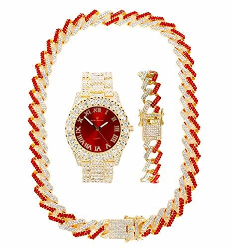 Bling'ed Out Hip Hop Uhr & ZZ Halskette oder Halskette & Armband Set - ZZNB 001 - Bild 6 von 77