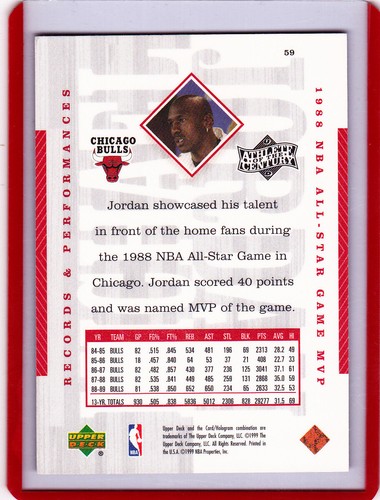 1998-99 Upper Deck baloncesto Michael Jordan atleta del siglo #58- Bulls - Imagen 2 de 2
