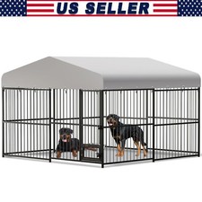 10x10x6 FT Outdoor Dog Kennel ,Large Metal Dog Playpen Dog House w/Safety Locks