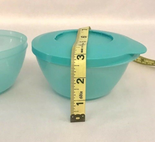 Tupperware New Set Of 2 ~14 Oz Aqua Serve Stack Store Nesting Bowls w/Seal Lids - Bild 2 von 11