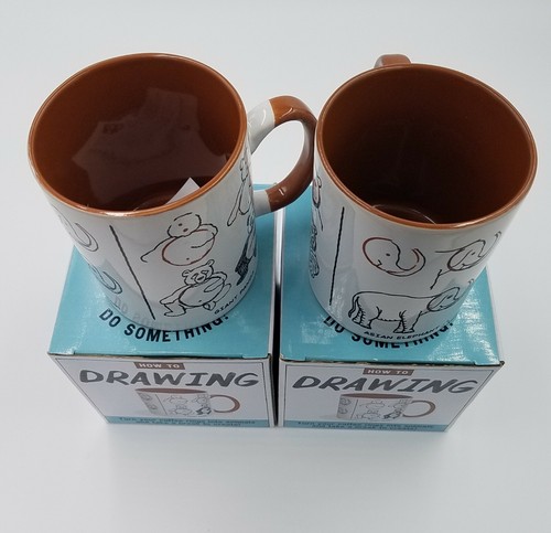 Drawing Animals Unemployed Philosophers Guild Coffee Cup Mug NIB Lot of 2 - Picture 2 of 5