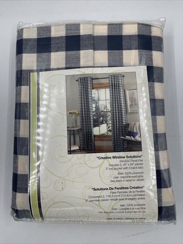 M Style window panel classic check 45" x 84" Incudes 2 panels Free Shipping - Picture 2 of 2