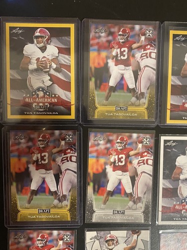 Tua Tagovailoa Rookie RC Card Lot (12) Leaf Gold Parallel Touchdown Kings Draft - Bild 2 von 10