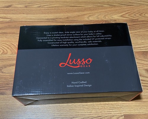 NEW IN BOX LUSSO GEAR Back Seat Rear Facing Baby Mirror Black Frame Car Family - Picture 3 of 5