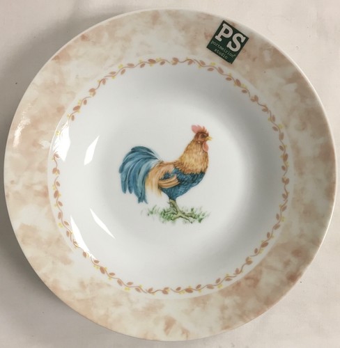 PORTMEIRION STUDIO BOWL GOLDEN ROOSTER CEREAL WITH CENTRAL PATTERN ON WHITE - Picture 1 of 3