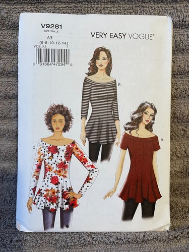 Vogue Pattern V9281 Ms EASY Off Shoulder Top w/Princess Seams & Sleeve Options - Picture 3 of 4