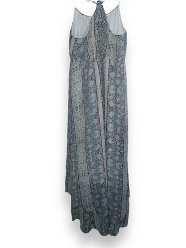 American Eagle Maxi Dress Blue Boho Floral Spring Coastal Vacation Flowy Teal - Picture 5 of 16