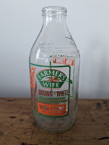 Bauernfrau Daily Bread Unigate Vintage Milchflasche 1 Pint Werbung Glas - Bild 1 von 8