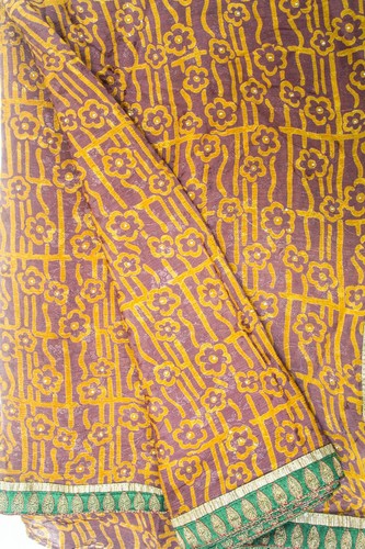 Sari de seda pura indio vintage sari Georgette Chinon tela impresa PGS1515 - Imagen 8 de 9