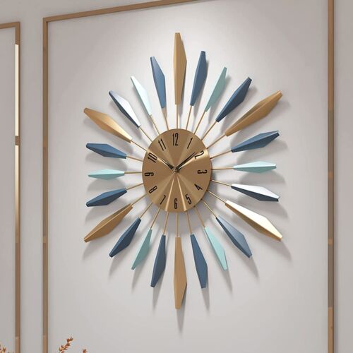 Large Wall Clock Starburst 21 Inch Oversized Metal Silent Non-Ticking Big Clocks - Picture 2 of 11