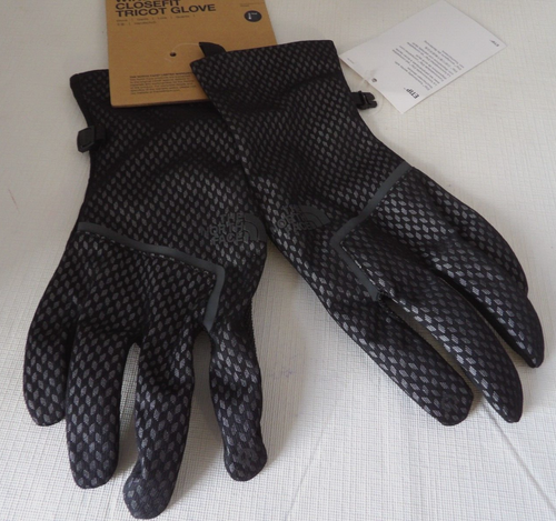NWT Authentic THE NORTH FACE WINDFALL CLOSEFIT TRICOT Black/Silver/Gray Gloves M - Picture 5 of 8