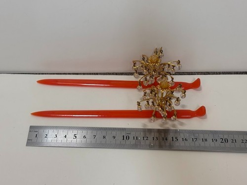 Japón Kanzashi Accesorios para el Cabello Artesanía Pin y Kushi Adornos para el Cabello Conjunto Flor Rojo - Imagen 13 de 18