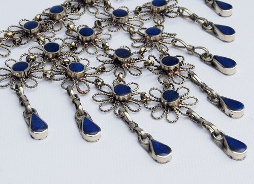 Orientalisch nomaden Afghan tribal bellydance bauchtanz Lapis Kette Necklace JL - Picture 10 of 13