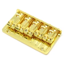 Metal 5 String Fixed Bass Bridge L-Shaped Saddle Bridge Top Load Tailpiece Gold