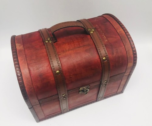 Pine Wooden Large Box Vintage Style Colonial Rustic Storage Dark Light Wood - Picture 16 of 38