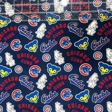CHICAGO CUBS COOPERSTOWN COTTON FABRIC REMNANT 16"x44" PERFECT FOR FACE MASKS 