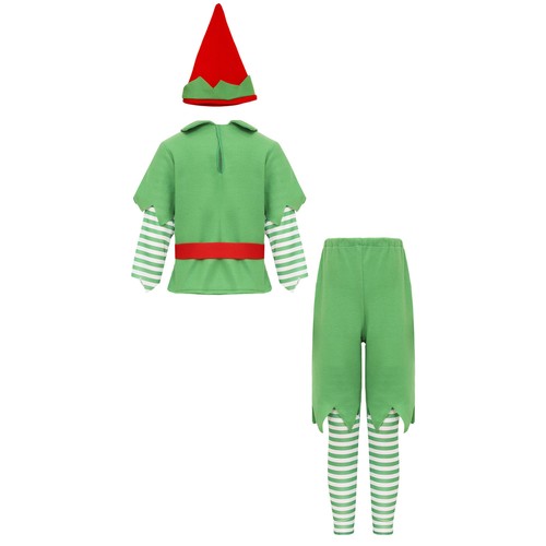 Kids Outfits Party Santa Helper Velvet Christmas Fairytale Costume Green 5Pcs - Bild 15 von 20
