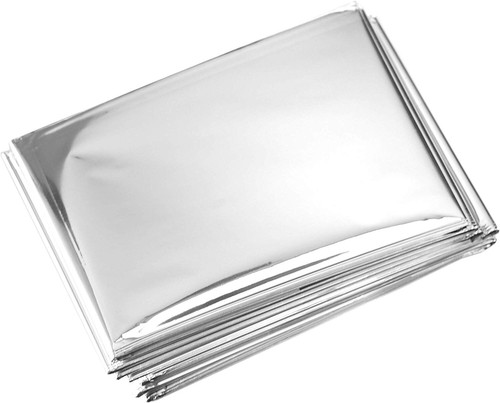 Paquete de 10 mantas térmicas Mylar de lámina de emergencia plateadas impermeables a la intemperie - Imagen 7 de 12