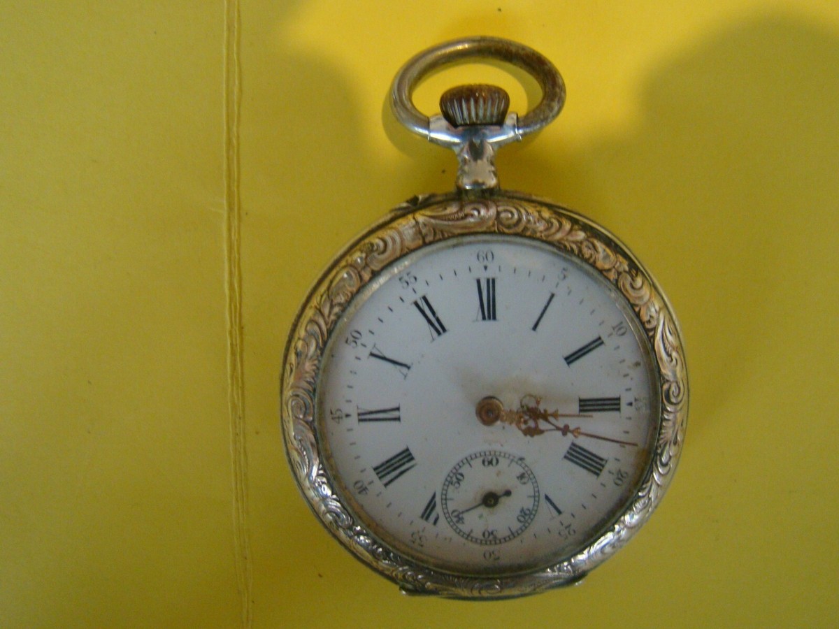 Montre à Gousset Argent Cylindre 10 Rubis à Restaurer - Pièce Vintage, Boîtier Argent Massif