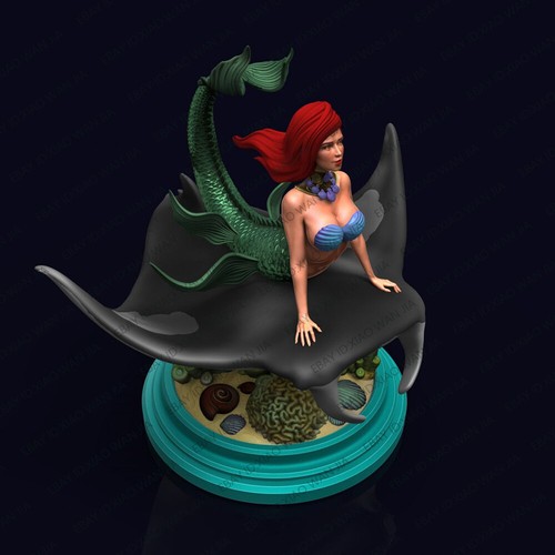 1/24 Figures Resin Model Kit Mermaid on Manta Ray Sexy Gril GK NFSW Unpainted - 第 2/6 張圖片