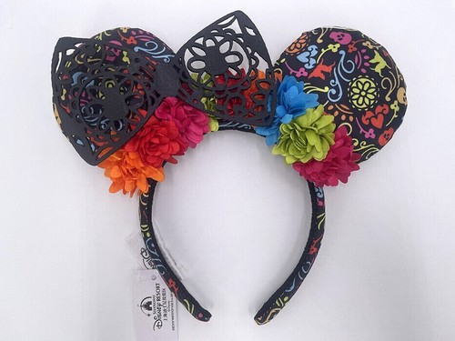 Dima de Encaje Rara Disney Orejas Floral Negra Coco Día de Los Muertos - Imagen 3 de 3