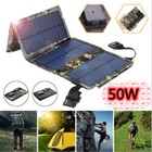 50W USB Solar Panel Folding Power Bank Outdoor Camping Hiking Phone Charger