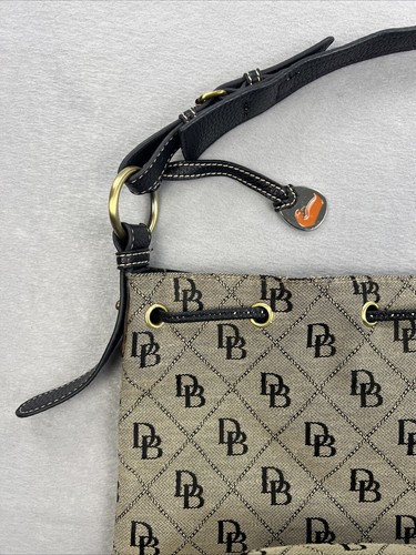 Vintage Dooney & Bourke Shoulder Tote Bag DB Logo Print Tassels Leather Strap - Picture 4 of 21