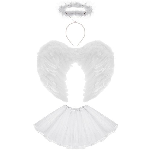 Adult White Angel Fairy Tutu Costume with Halo & Wings for Halloween Party - Picture 35 of 42