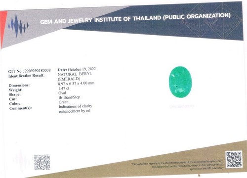1,47 ct & 9x6 mm_ GIT ZERTIFIZIERT SMARAGD! NATÜRLICHER SMARAGD OVALSCHLIFF LOSER EDELSTEIN - Bild 7 von 18