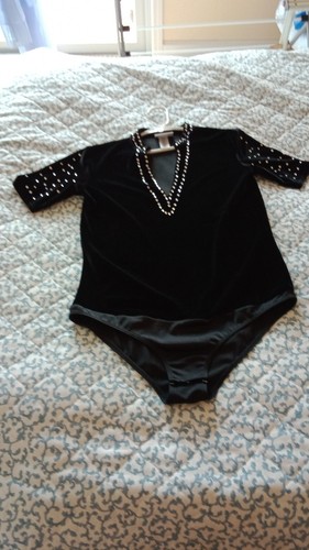 BOYS BLACK VELVET STONED XAMAS LATIN BALLROOM dance shirt/bodyshirt size 14-16 