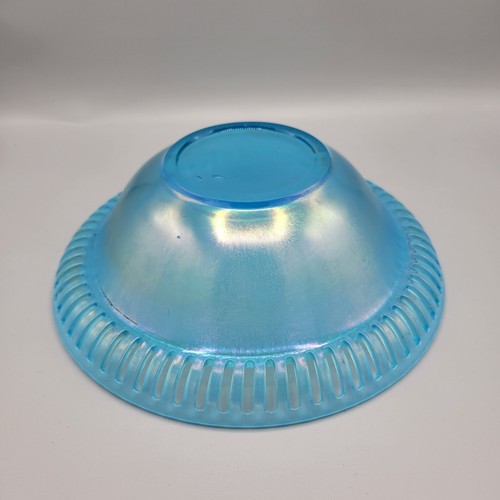 Tiffin Pastel Blue Iridescent Stretch Glass Reticulated Console Bowl Vtg Boho  - Picture 4 of 12
