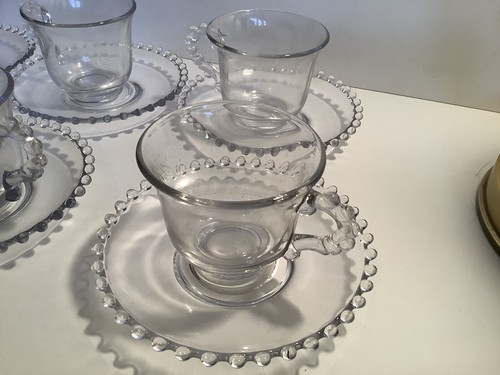 Vintage Imperial Glass Candlewick Set of 6 Cups And Saucers - Picture 4 of 9