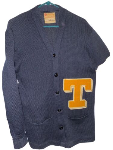Varsity Letterman Sweater Men's Navy Acrylic Cardigan 50's Style Costume Sweater Varsity Letterman Sweater Men's Navy Acrylic Cardigan 50's Style Costume Sweater