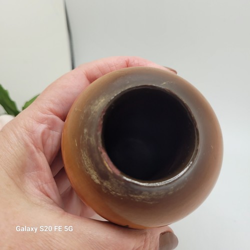 Vintage 1970s Handarbeit German Black Forest Hand Carved Painted Wood Vase 4 In - Bild 6 von 10