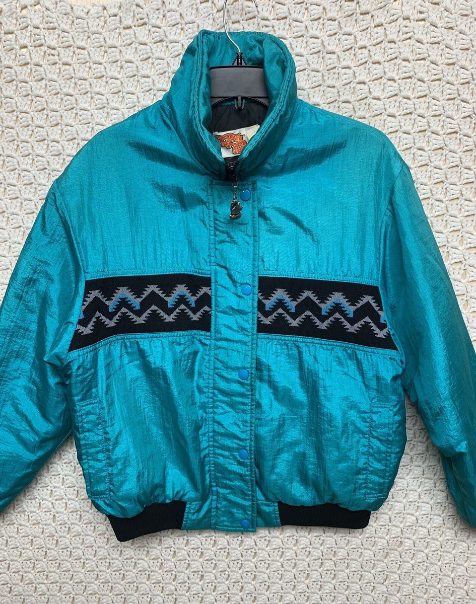 80s vintage Comfy Casuals ブルゾン VINTAGE Comfy Casuals Jacket Womens 12 Green Aztec Western