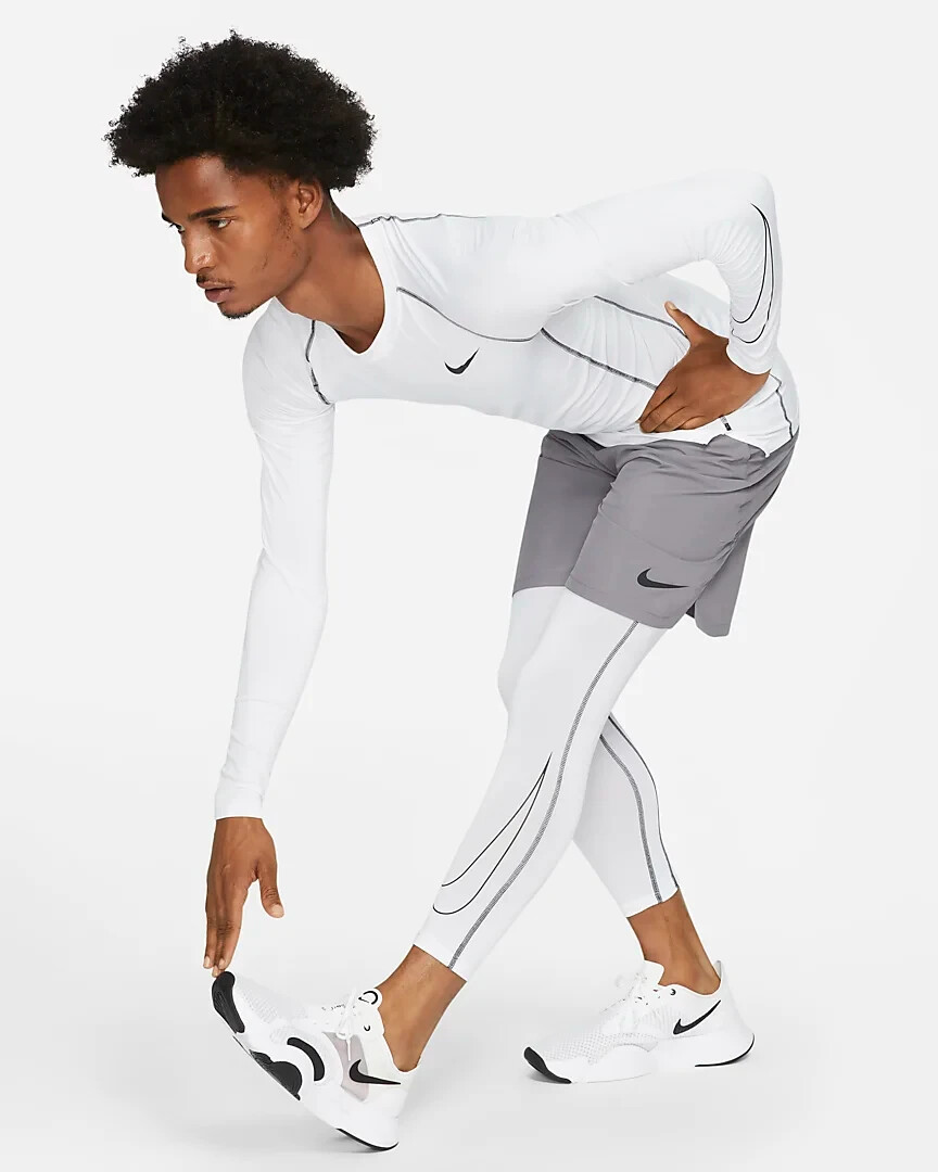 32 NEW Men s Nike Pro Dri FIT 3 4 Training Tights White DD1919