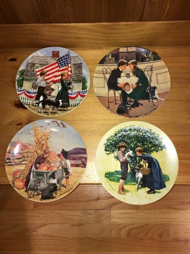 Edwin M Knowles: Set of 4 Holiday Plates, July 4,Thanksgiving,Valentine's,Easter - Picture 1 of 9