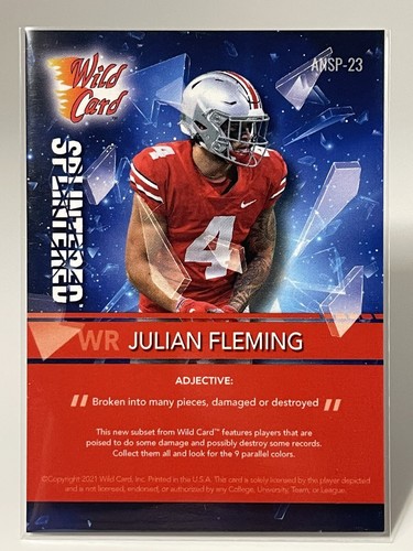 2021 Wildcard Splitterkarte #ANSP-23 Julian Fleming WR Ohio State Buckeyes - Bild 2 von 2