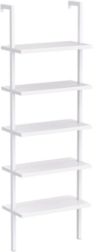 Ladder Shelf 5 Tier Wall Mounted Bookcase with Metal Frame, Open Design Shelves - Picture 4 of 10