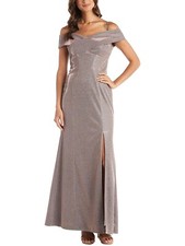 NIGHTWAY Cold-Shoulder Glitter Gown Cappucino Size 10 129