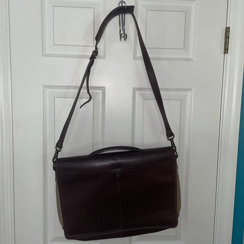 Eddie Bauer Canvas Tan And Brown Leather Messenger Satchel Briefcase Laptop Bag - Picture 5 of 9